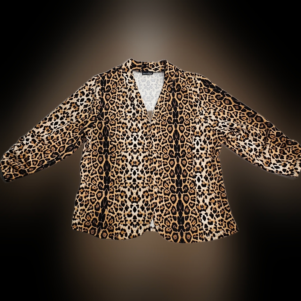 ZENOBIA Leopard Print Open Front Cardigan - Picture 5 of 5